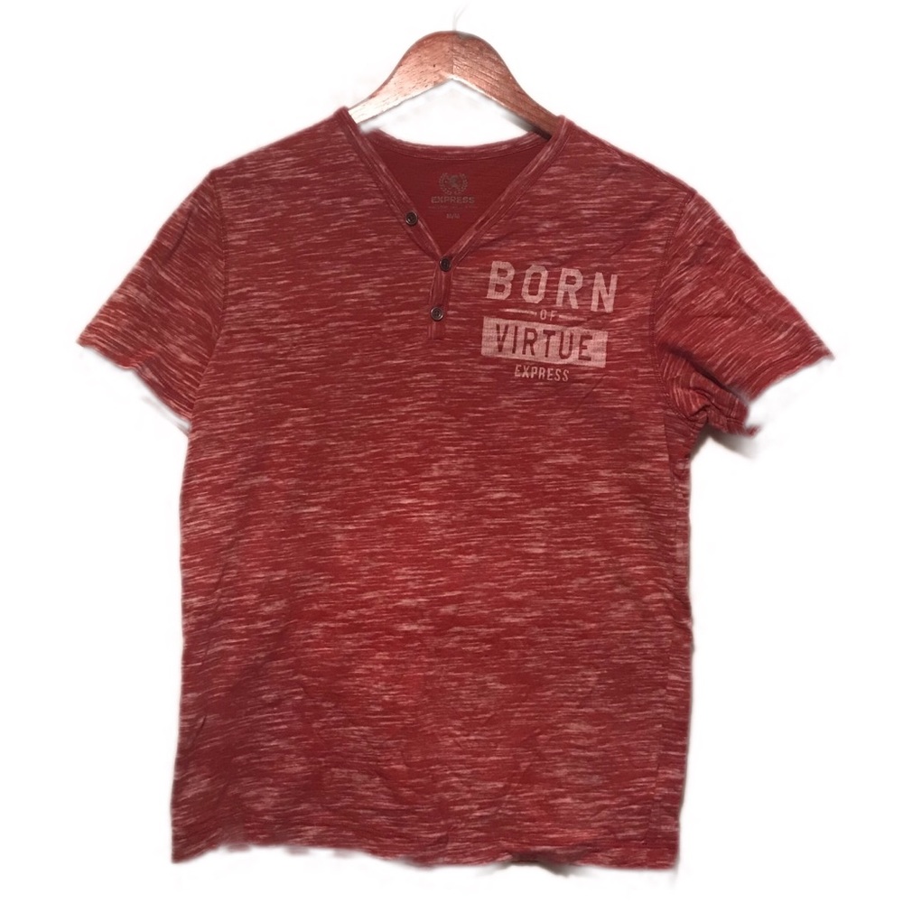 Express short sleeve button up size M red